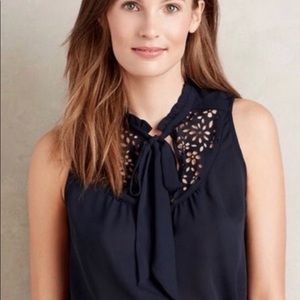 Maeve navy eyelet sleeveless top